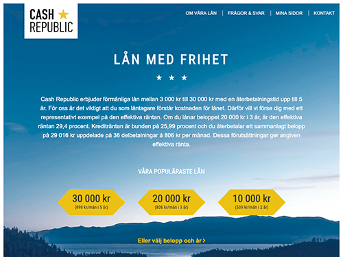 Cash Republic webbsida