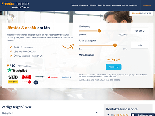 Freedom Finance webbsida