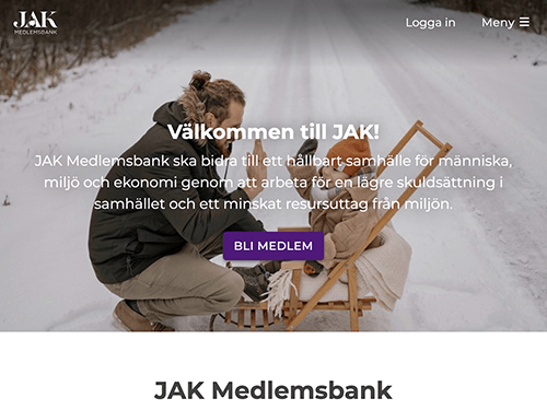 JAK Medlemsbank webbsida