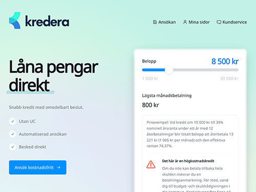 Kredera webbsida