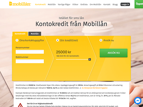 Mobillån webbsida