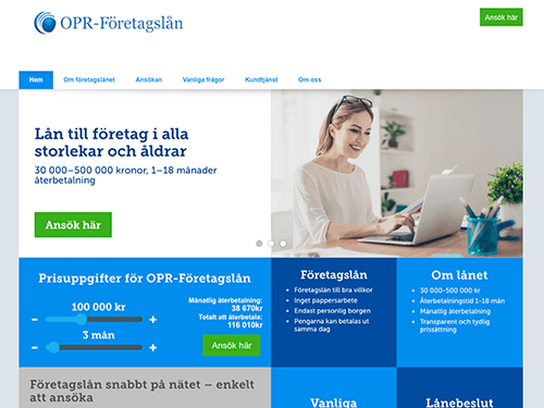 OPR-Företagslån webbsida