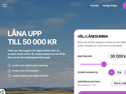Plains webbsida