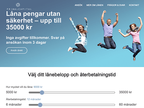 Primal Capital webbsida