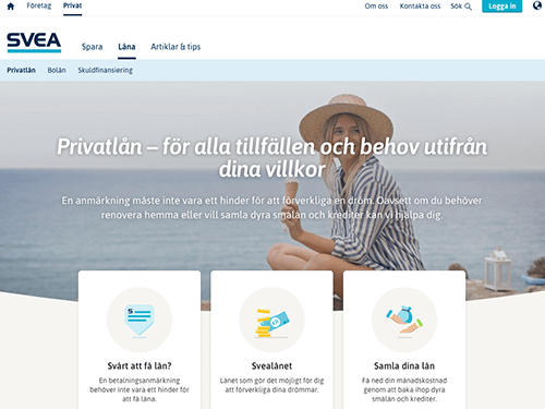 Svea Bank webbsida