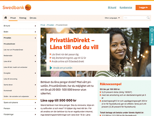 Swedbank webbsida